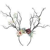 XIDAJIE Deer Antler Flower Crown Headbands Halloween Chritmas Long Antler Flower Branches Headband Props Horns Headpieces Hair Band Photo Shoot Forest Goddess Headdress Headwear, Navy