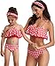 2Pcs Mommy and Me Matching Family Swimsuit Ruffle Women Swimwear Kids Children Toddler Bikini Bathing Suit Beachwear Sets