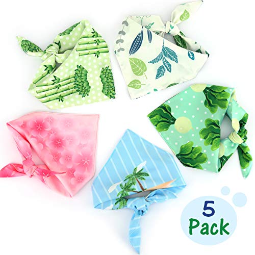 Pawaboo Dog Bandana 5 Pack, Reversible Washable Cooling Summer Style Soft Pet Scarfs Kerchief, Breathable Adjustable… - Afbeelding 8