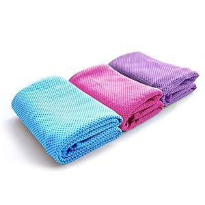 QOLY Cooling Towel Ice Towel 3 PCS Microfiber Towel for Instant Cooling Relief Cool Cold Towel for Yoga, Golf, Travel, Gym Sport, Camping and Outdoor Sports