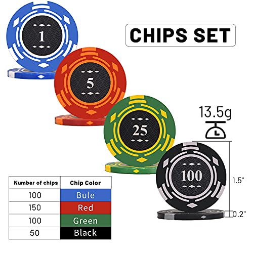 Poker Chips Set, 400pcs Premium Poker Chip, 13.5 Gram Casino Chips with