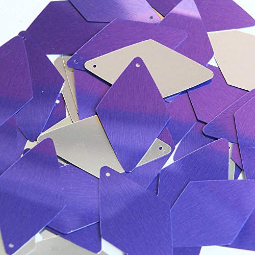 Purple Silver Sequin Long Diamond 1.75 inch Metallic Couture Loose Paillettes Made in USA.