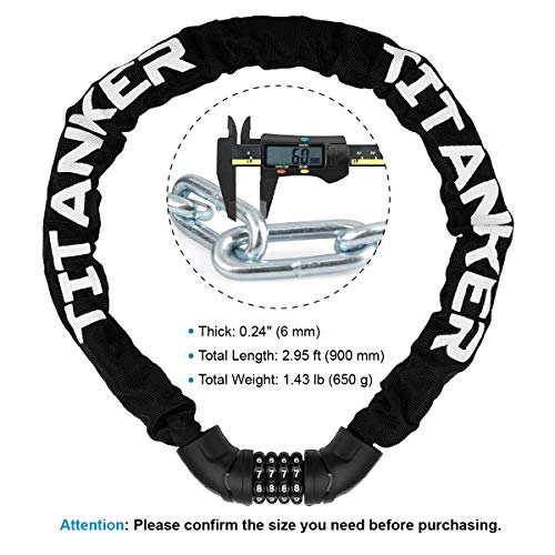 Titanker Bike Chain Lock, Security AntiTheft Bike Lock Chain