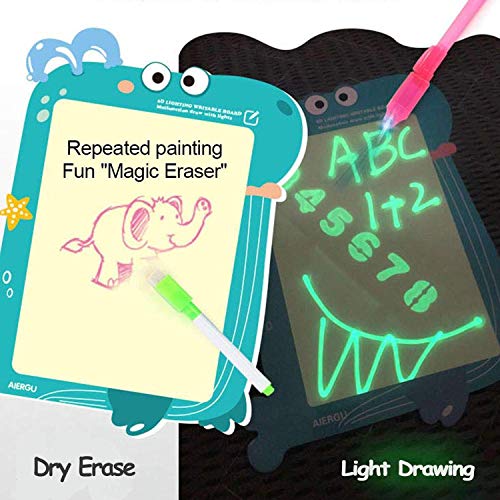Farielyn-X Draw with Light-Fun Drawing Board Pad Tablet for Kids- Glow LED Child Sketchpad - Doodstage Light Drawing Fun and Developing Toy Gift Luminous Drawing 2 in 1 Board Set（Dinosaur - A3 Size） - Thumbnail 3
