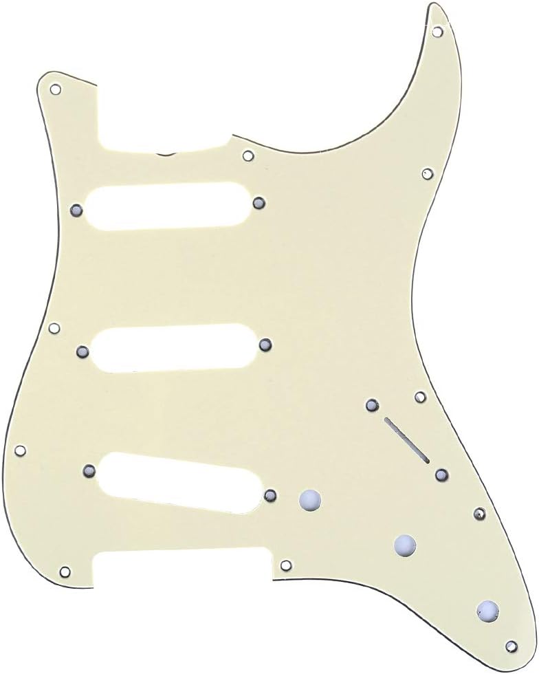 Musiclily Pro 11-Hole 60s 64 Vintage Style Strat SSS Pickguard for American Stratocaster Guitar 3Ply Cream