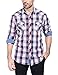 Bentibo Mens Burgundy Plaid Casual Dress Shirt Long Sleeve Button Down Shirts M