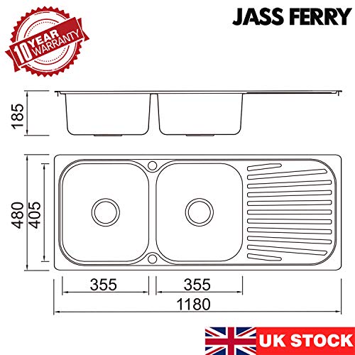 JASS Ferry Stainless Steel Kitchen Sink Inset Double Bowl Reversible