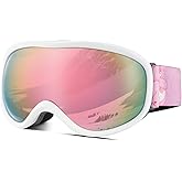 Kids Ski Goggles OTG Kids Snow Goggles Anti Fog UV Protection Snowboard Goggles, Helmet Compatible for Boys Girls Toddler