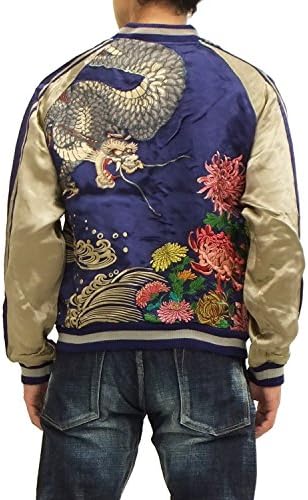 RYUOU Japanese Souvenir Jacket RKJ-013 Dragon Men's Sukajan (X-Large) Navy