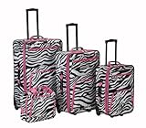 Rockland Luggage 4 Piece Luggage Set, Pink Zebra, One Size