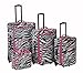 Rockland Luggage 4 Piece Luggage Set, Pink Zebra, One Size