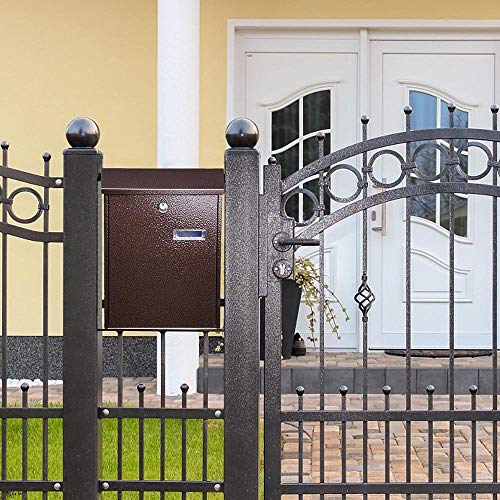 Ampersand Shops Professional Wall Mounted Lockable Mailbox with Lock and Key Secure Mail Dropbox Comment Box Classic Glossy Brown (12-4/5" x 9-2/5" x 3-3/4")
