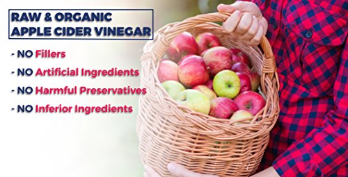 Organic Apple Cider Vinegar 1500mg- Raw, Non-GMO, Extra Strength, 120 or 180 Capsules, Vegetarian (180 Capsules)