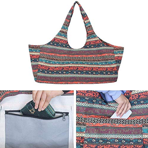 Fnoko Bohemian Yoga-Mat-Tote Storage Bag Pilates Clothing and Gym Accessories Carrier Large Capacity