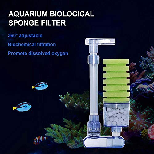 Vaorwne Aquarium Filter,Ultra Quiet Aquarium Biochemical Sponge Filter Fish Tank Air Pump Betta Fry Aquarium Fish Tank Water Fall Double Foam Sponge Filters Xy-2881