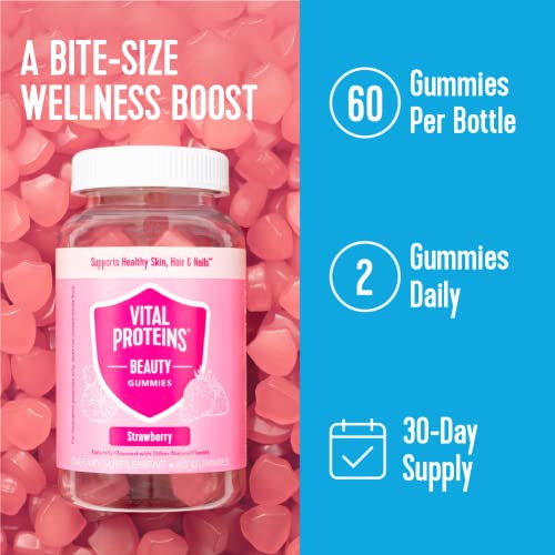 Vital Proteins Beauty Gummies, 2500mcg Biotin, Vitamin A, Zinc