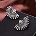 Black Art Deco Fan Feather Chunky Stud Earrings