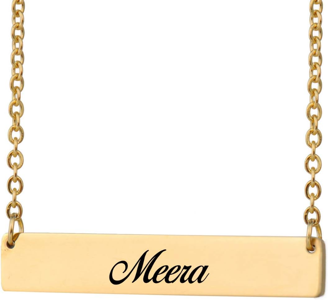 Personalized Engraved Name Bar Necklace Custom Letter Coordinates Necklace