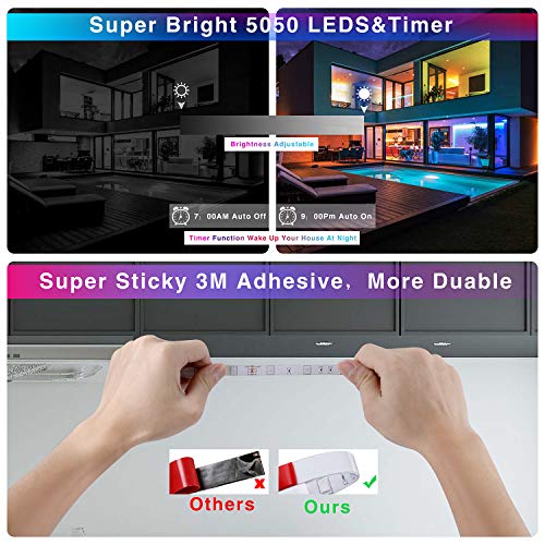 Led Strip Lights Bluetooth,32.8ft Color Changing Strip Lights 5050 SMD RGB LED Tape Light IP67 Waterproof for Party Bar Car Home Kid’Room DIY Decoration