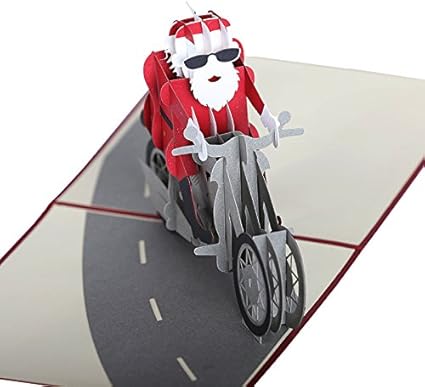 Hollow 3d Biglietto D Auguri Di Natale Babbo Natale Con Moto Decorazione Cartolina Gift Paper Craft Amazon It Cancelleria E Prodotti Per Ufficio