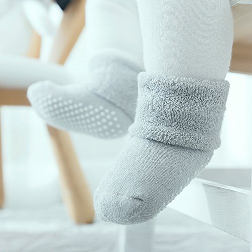 VWU 6 Pack Baby Socks with Grips Toddler Thick Cotton Socks Anti Slip 0-3 Years Old (3-12 months) - Thumbnail 2