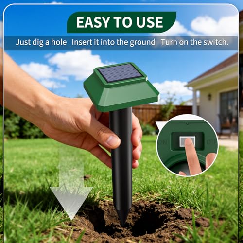Solar Powered Animal Deterent, Ultrasonic Animal Control Device with Motion Sensor and FIashing Light, Waterproof Outdoor Animal Repellent for Deer Squirrel Raccoon Cat Bobcats, Frequency 18kHZ