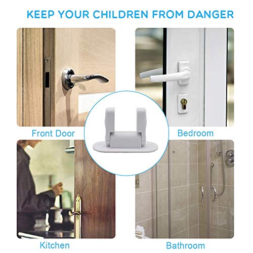 Door Lock for Baby Safety Child Proof Doors Handles Lever Locks Toddler Protector by Slicemall (White, Pack of 2)