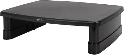 Amazon Basics Rectangular Adjustable Monitor Riser Stand Black