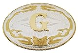 Gold Monogram Letter G Large Western Belt Buckle