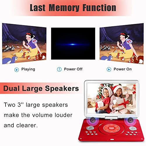 JEKERO 16.9" Portable DVD Player with 6 Hrs 5000mAH Rechargeable