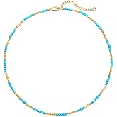 MEVECCO Dainty Gold Choker Necklace for Women 18K Gold Plated Irregular Mixed Beaded Choker Necklace for Her Jewelry Gift