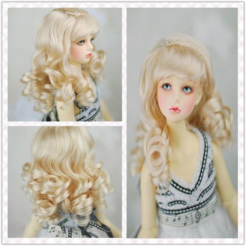 Raih 8-9" Blonde Big Wave Wig for 1/3 BJD SD SD BJD Doll Super Dollfie or Similar Doll