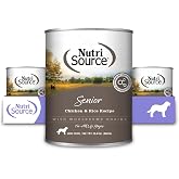 NutriSource Chicken &amp; Rice Premium Wet Senior Dog Food | 12.3 oz (Pack of 12), Good4Life Probiotics, No Corn Wheat or Soy, Senior Formula