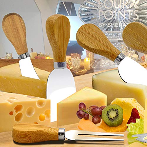 XWFKJ 6Pieces Cheese Knives Set with Stainless Steel Cheese Slicer