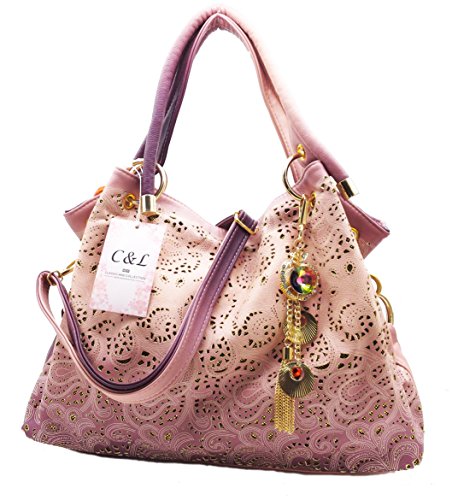 Women s tote bag, hollow out faux leather tote purse sh…