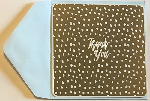 Silver Foil Embellished Thank You Note Cards and Envelopes- 16 Single Panel Note Cards and Envelopes