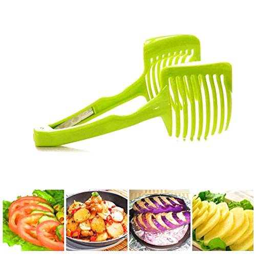 2019 best selling (VALUE PACK) Perfect Best Kitchen Utensil Handheld Round tomato-potato-onion Slicer Chopper Fruits-Vegetables Cutter gadget with a FREE multiuse ceramic peeler!!!
