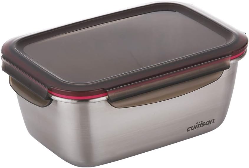 CANDL Cuitisan (Flora) EC7-SS04 storage container 500 ml rectangular stainless steel storage box with clip lid, microwave and oven safe
