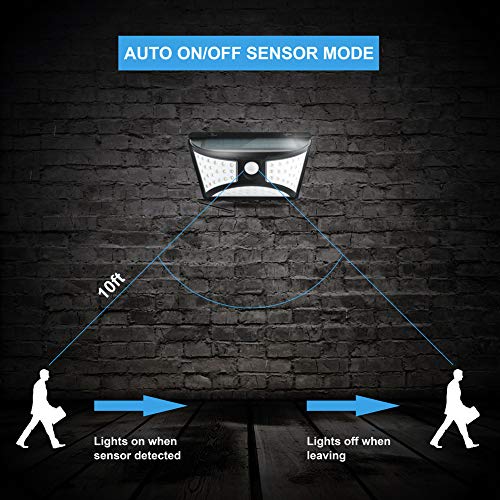 Outdoor Solar Motion Sensor Wall Light 2 Pack, 68 LED IP65 Waterproof Wireless Night Security Light with 270° Wide Illumination Angle for Front Door,Yard,Garage,Garden,Stairs,Pathway