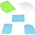 Jzszera Multipurpose Bowl Scraper and Cake Scraper Smoother, 5 Pcs Flexible Plastic Dish Scraper Dough Cutter Dough Scraper Bench Scraper for Baking Kitchen (Blue)