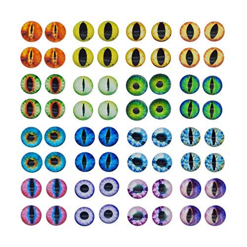 Julie Wang 50PCS 6MM Glass Dragon Eyes Small Flatback Cabochon Cameo for Jewelry Crafts Making Supplies Tiny Size 0.24inches