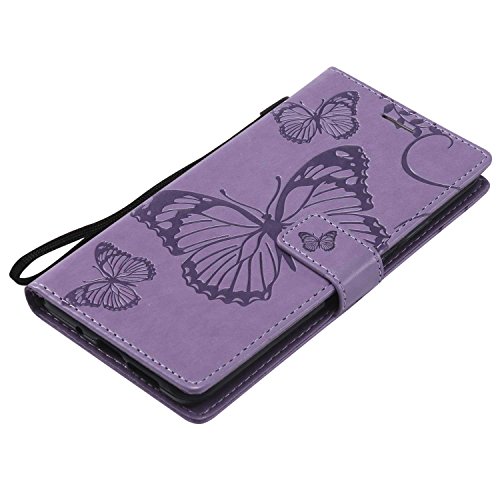 Huawei Mate 10 Pro Case, The Grafu Butterfly Embossing PU Leather Shockproof Stand Case, Flip Stand Function Protective Cover with Card Slots for Huawei Mate 10 Pro, Purple