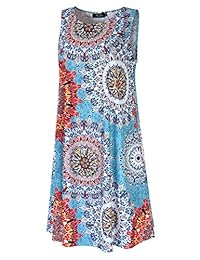 AMZ PLUS - Vestido de verano sin mangas para mujer, estilo bohemio informal