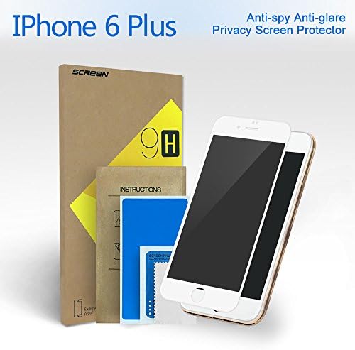 Onething iPhone6/6s Plus Anti-spy Anti-glare Privacy Screen Protector Full Screen Tempered Glass HD 2.5D Curve Edge 9H Hardness for iPhone6/6s Plus (White)