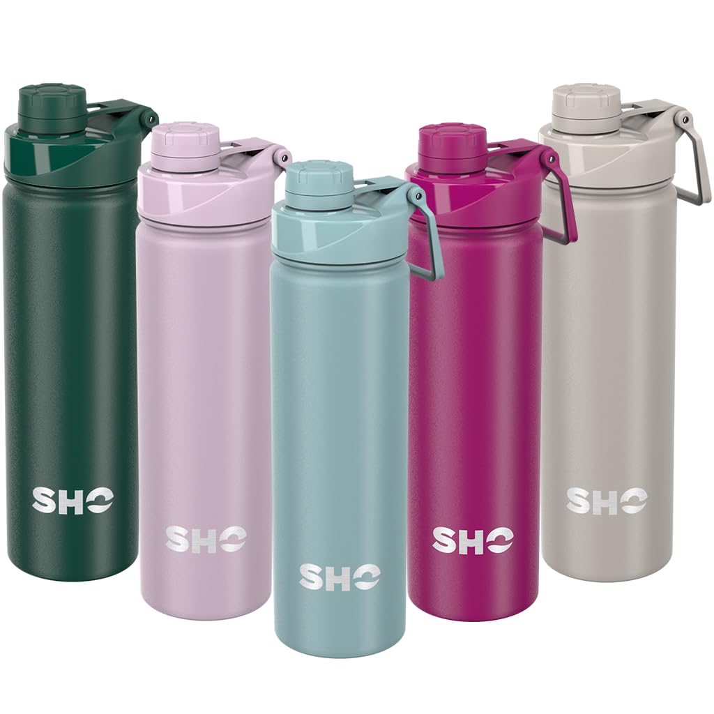 SHO Stainless Steel Sports Bottle - Leak Proof, BPA Free, No Sweat, Vacuum Insulated Double Walled Metal Flask Water Bottle - 12 Hours Hot 24 Hours Cold (660ml Arctic Mist) — image 1