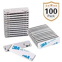 Strong Magnetic Name Badge Holders with Steel Back Plate, 100 Pack Name Tags/ID Badge Magnets, Fastener with 3M Adhesive on Front Plate,Strength Neodymium Magnets