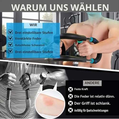 Twister Armtrainer U-förmig Verstellbarer Brusttrainer (30-50kg / 70-110 lb) Fitnessgeräte für Zuhause Krafttraining für Männer und Frauen Tragbar Schwarz