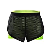 beroy Women's Mid-Rise Active Compression Mesh 2 in 1 Training Running Shorts