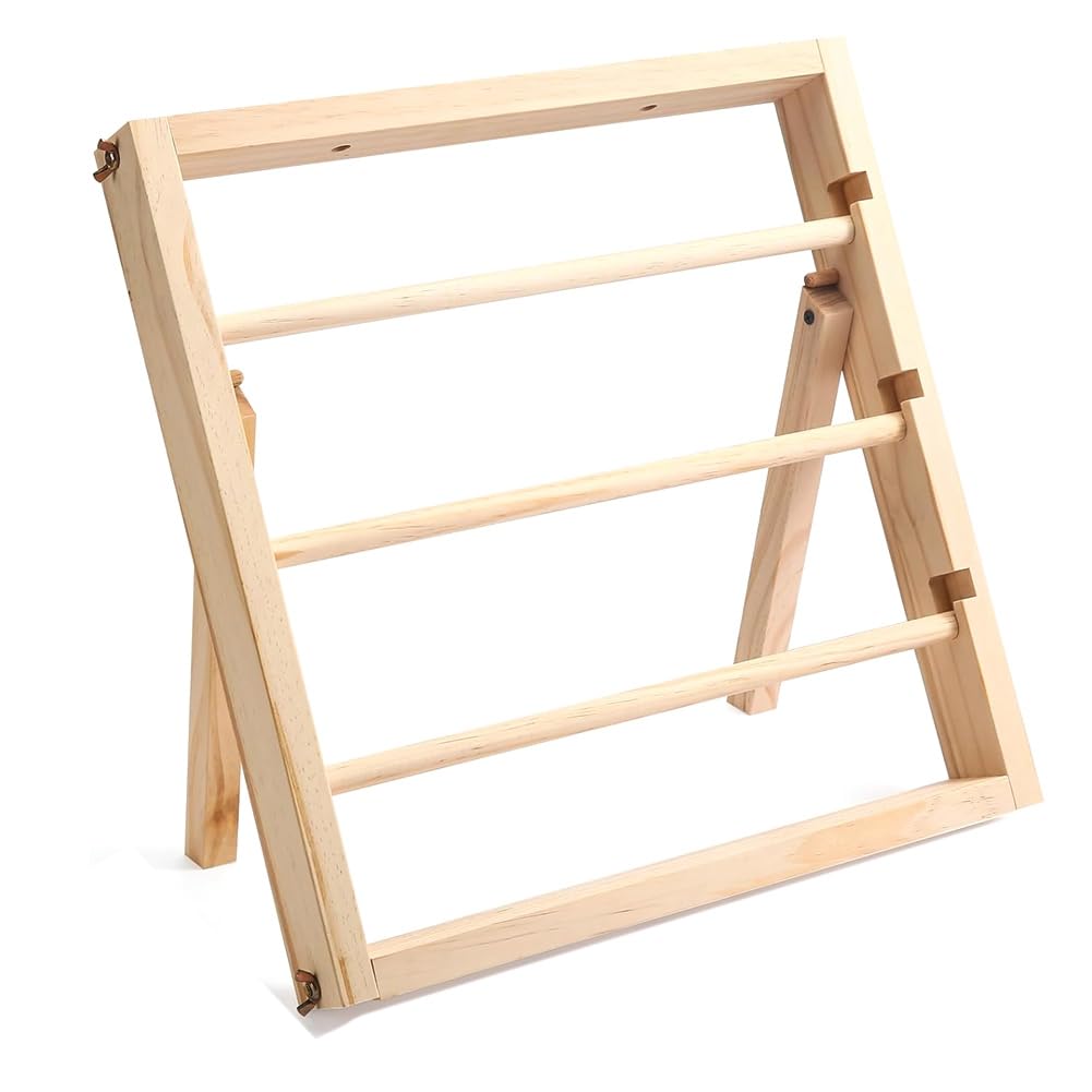 Pojedehy Ribbon Storage Rack Wooden Ribbon Spool Holder for Craft Mesh Ribbon and Washi Tape Arts and Crafts Supplies Wood Color 1 PCS