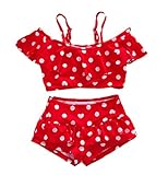 Baby Girl Cute Swimsuits Red 2 Pieces White Dot Skirt Swimwear Sets